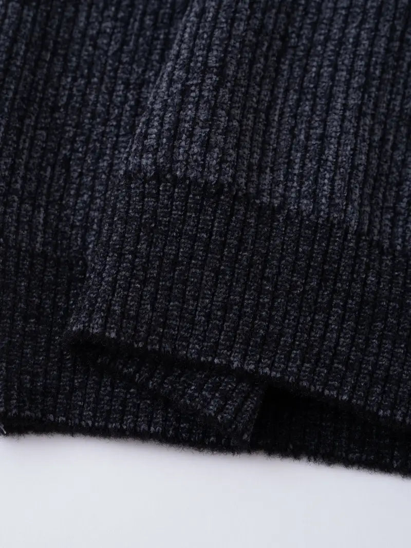 Strikket pullover med lynlås-krave og grafisk mønster